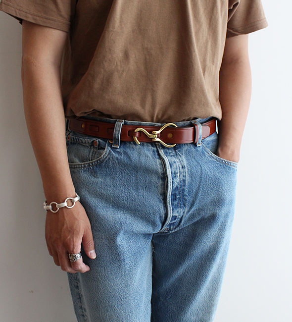 TORY LEATHER / トリーレザー】Brass Hoof Pick Buckle Belt.アメリカ